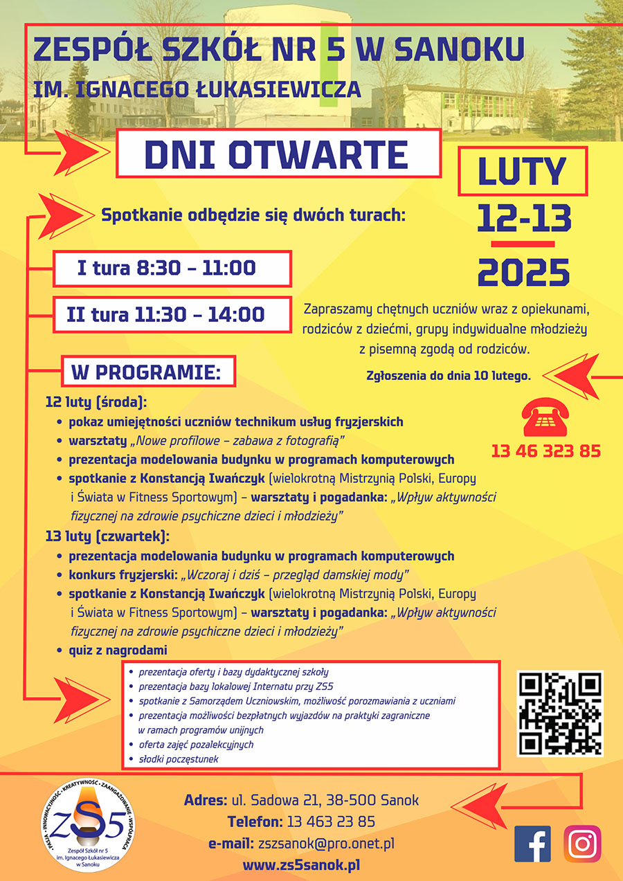 Dni otwarte ZS5 Plakat informacyjny