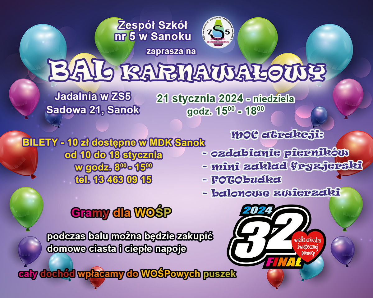 Plakat bal karnawałowy